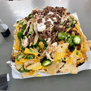 HUGE platter of nachos! 7 of us couldn't get through it!