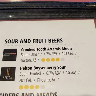 A couple of sours