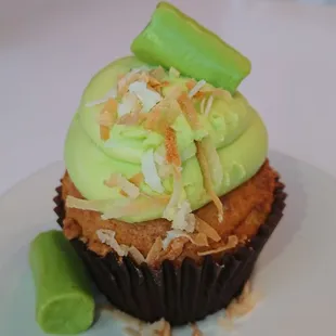 a cupcake on a plate