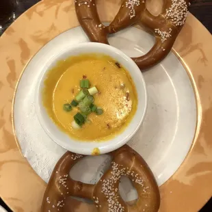 Beer cheese and pretzels