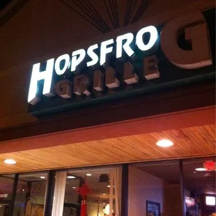 Busted lights but it reads "hopsfrog grille"
