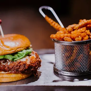 Classic dry aged smash burger with sweet potato fries