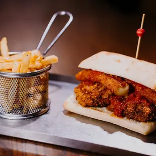 Chicken Parm with fries