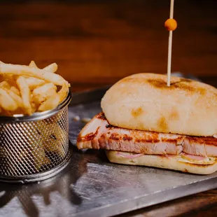 Porchetta sandwich with fries