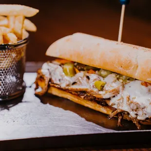 Nash-talian beef sandwich with fries