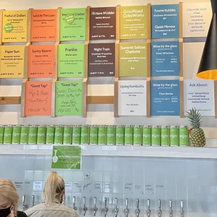 a wall full of beer taps