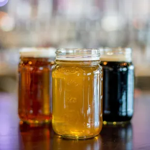 a row of jars of honey