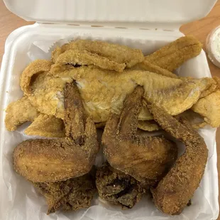 Please change the oil in the Fryer for the chicken.  Now my chicken taste burnt but, my fish is great.