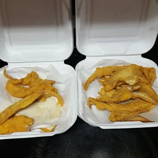 Regular fish sandwich to the left, jumbo fish sandwich to the right.