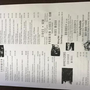 Horace&amp;Dickey's menu