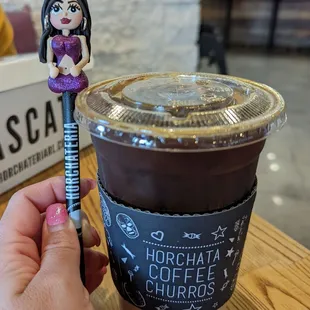 delicious Iced Horchata coffee 50/50 with add shot of Espresso.