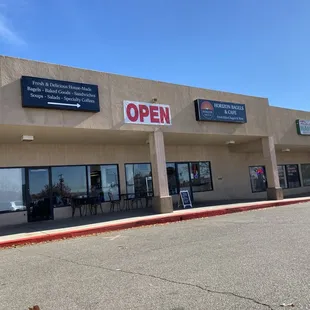 The store front. There is plenty of parking and outdoor seating.