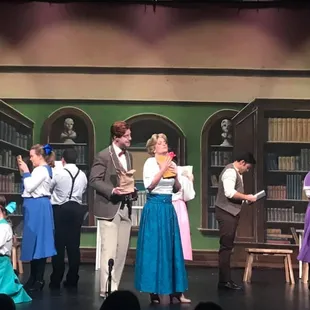 Professor Harold Hill attempts to woo Marian Paroo in Horizon West Theater Company's inaugural production of The Music Man.