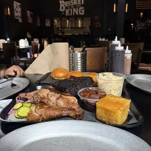 Beef Brisket Beef Ribs Quarter Chicken Potato Salad Corn Bread Candied Yams