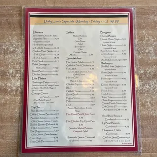 Menu Linch side
