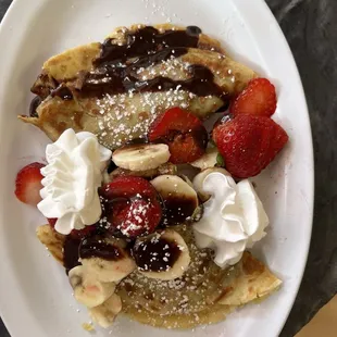Crepes with strawberries and bananas