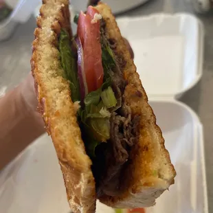 The Torta - carne asada  sooo good!  It's like a panini and the steak is cooked to perfection!!!