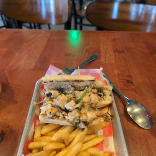 A chicken Philly and fries for $9