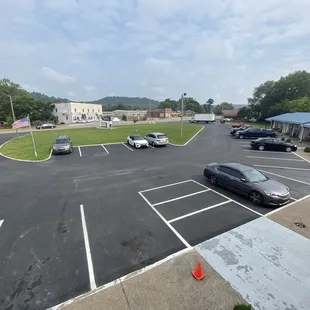 Large parking lot.