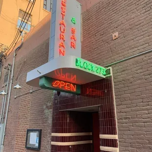 The outside off the alley- parking garage is right across the street for $5 ( well worth it)