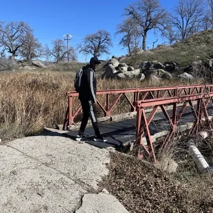 Walking over the bridge