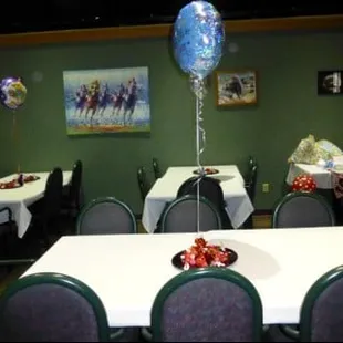 Turf Room decorated for a baby shower