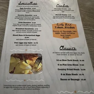 Breakfast menu