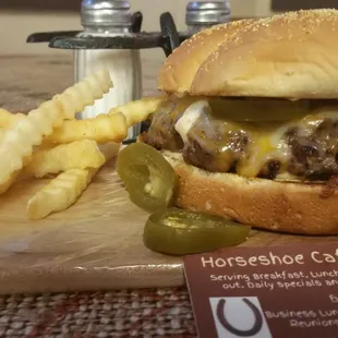 The "Burner Burger" created for the B103 Morning Show with Hunter Arterburn. Chipotle Ranch, pepper jack cheese with pickled jalapeños