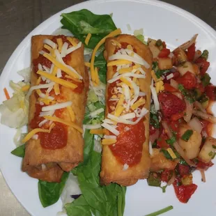 Fried Chimichangas with chunky strawberry Salsa
