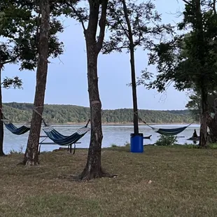 Relax in our hammocks along the shoreline.