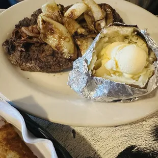 Ground sirloin and baked potato