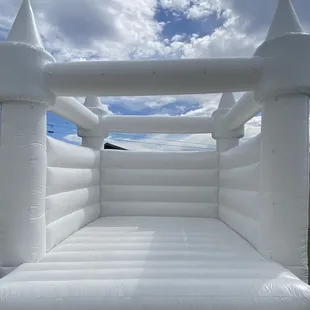 Open top all white luxury bounce house