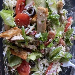Chicken Bacon salad. Very fresh and filling and could only eat half.  Prices at this shop are fantastic.