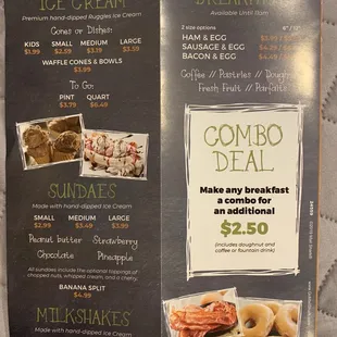 a menu for a sandwich