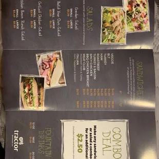 a menu for a restaurant