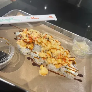 Seafood volcano roll