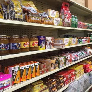 shelves in a grocery store