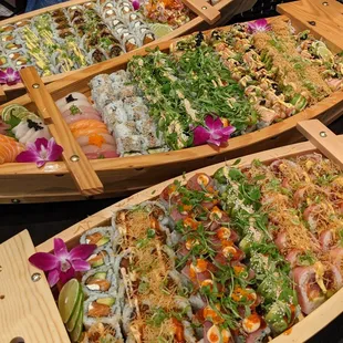 Hoshi Sushi Combos. Hoshi Boats are great for large groups and catered orders.