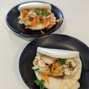 Shrimp bao bun and chicken bao bun