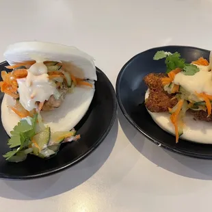 two plates of food on a table