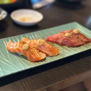 Salon and Tuna Sushi