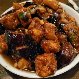 Eggplant with crispy tofu. Amazing.