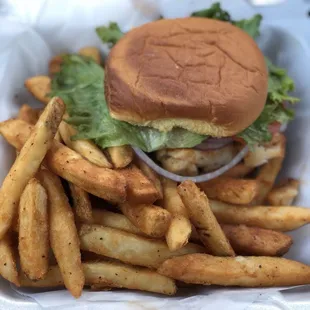 Grilled fish sandwich &amp; fries