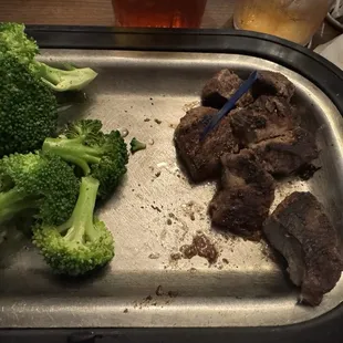 Extra dry and chewy sirloin tips that were supposed to be medium. (I guess this is why they took so long)