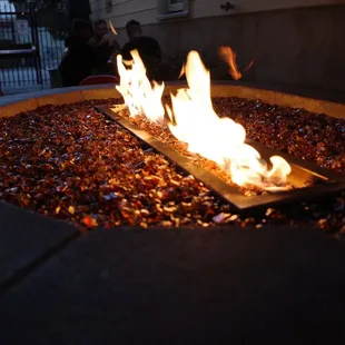 a fire pit in the evening