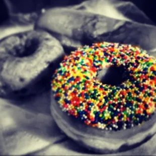 Sprinkles, blueberry cake, and maple bar.  Not the best ever but pretty good.