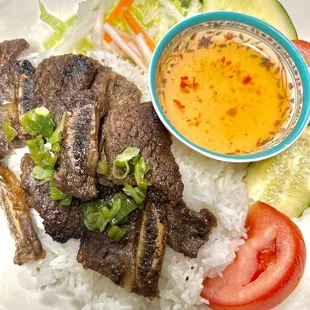 Beef Short ribs over rice.