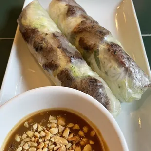 Grilled pork spring rolls