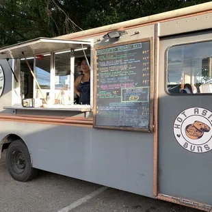 a food truck parked in a parking lot
