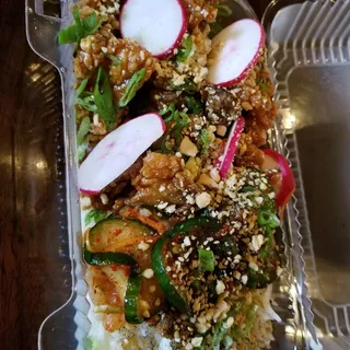 Crispy Soy Garlic Fried Chicken Rice Bowl
